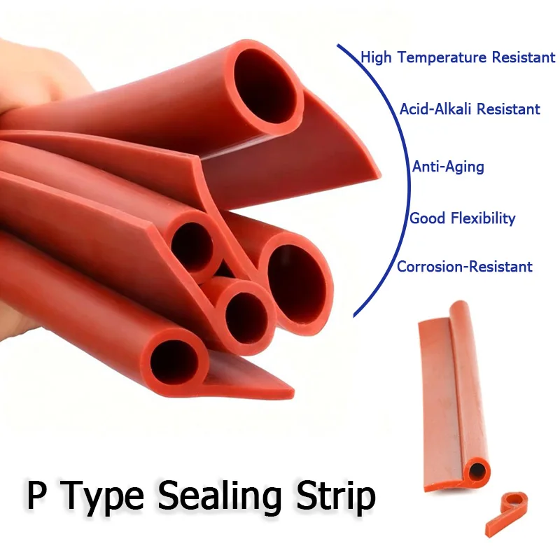 1/3/5/10 Meters Red P Type High Temperature Oven Door Window Silicone Rubber Sealing Food Grade Strip  Weatherstrip Oven Part