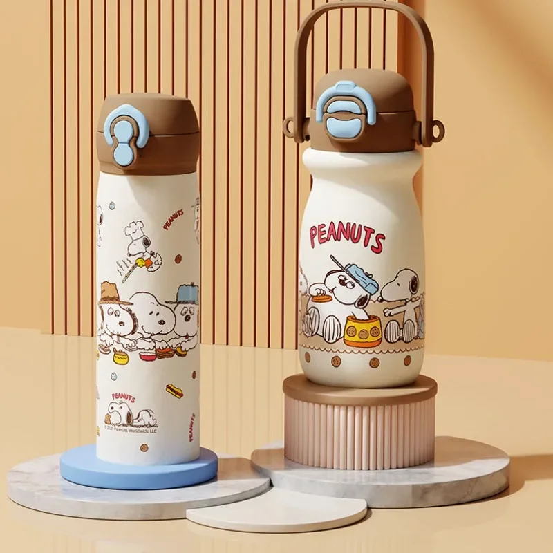 Kawaii Snoopy Cartoon Insulated Cup Gift Set Japanese Cute Children's Straw Double Drinking Cup High Beauty Student Water Cup
