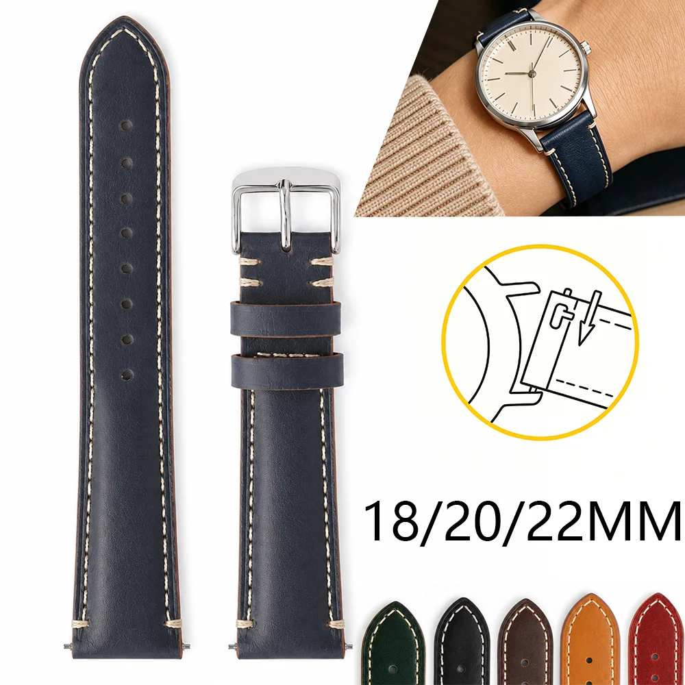 New 18/20/22mm For Tissot Longines Armani Retro Classic Leather Wristband Womens Delicate Bracelet Unisex Replacement Wristband