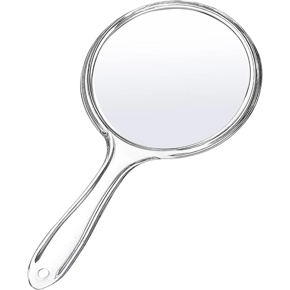 

Handheld mirror with handle, double-sided magnifying glass, handle makeup mirror