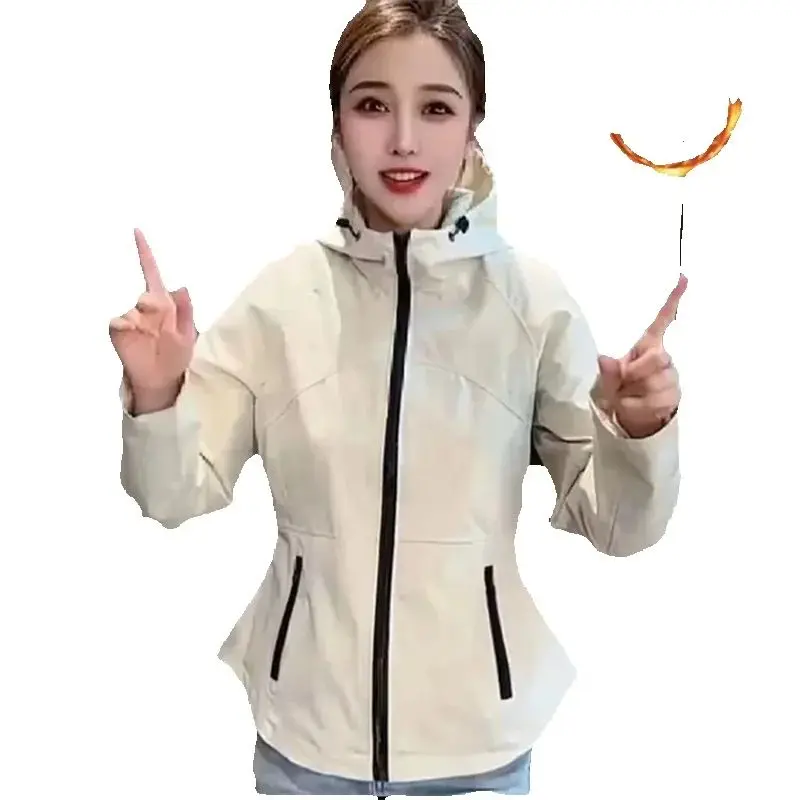 Autumn Winter Thicken Add Cotton Jackets Coat Women 2025 New Fashion Loose Hooded Coat Pure Colour Zipper Outerwear Female