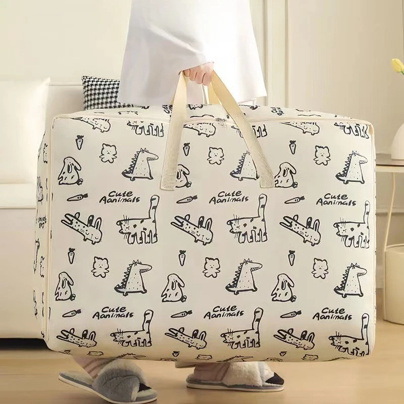 1pc Foldable Luggage Organizer Bag with Cute Animal Pattern,Large Capacity Space-Saving Travel Storage Bag,Student Luggage Bag
