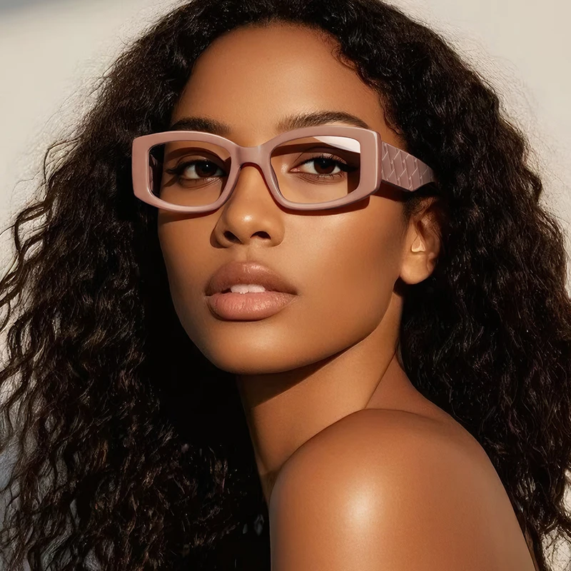 VICKI Fashion Glasses with 3D Texture Grid Anti-blue Light Lenses Prescription-eligible Customization Multifocal Photochromic