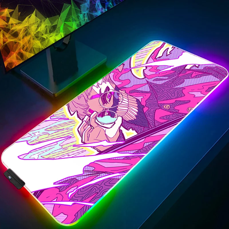 

Anime Gaming Speed Mouse Pad Gamer Mouse Mat LED Luminous Keyboard Pad D-dandadan Mousepad RGB Computer Cool Extended Desk Mat