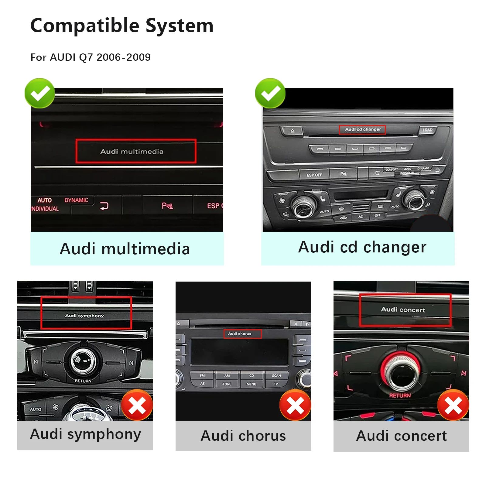10.25 "1920*720 أندرويد 14 سيارة ستيريو لاسلكي Carplay لأودي Q7 4L 2005-2015 2G 3G راديو لتحديد المواقع والملاحة الوسائط المتعددة AudioScreen