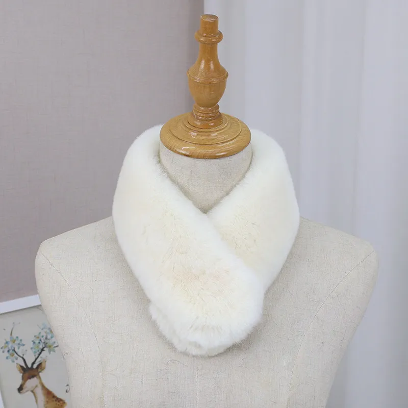 Natural Rex Rabbit Fur Scarf For Women New Style Round-Cornered Solid Scarf Soft Fashion Cold Weather Accessories For Ladies