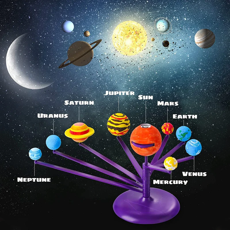 Brinquedo do projetor do sistema solar para crianças, STEM Technology Gadget, DIY Painting Planets, Model Science Toys, Brinquedos educativos para crianças