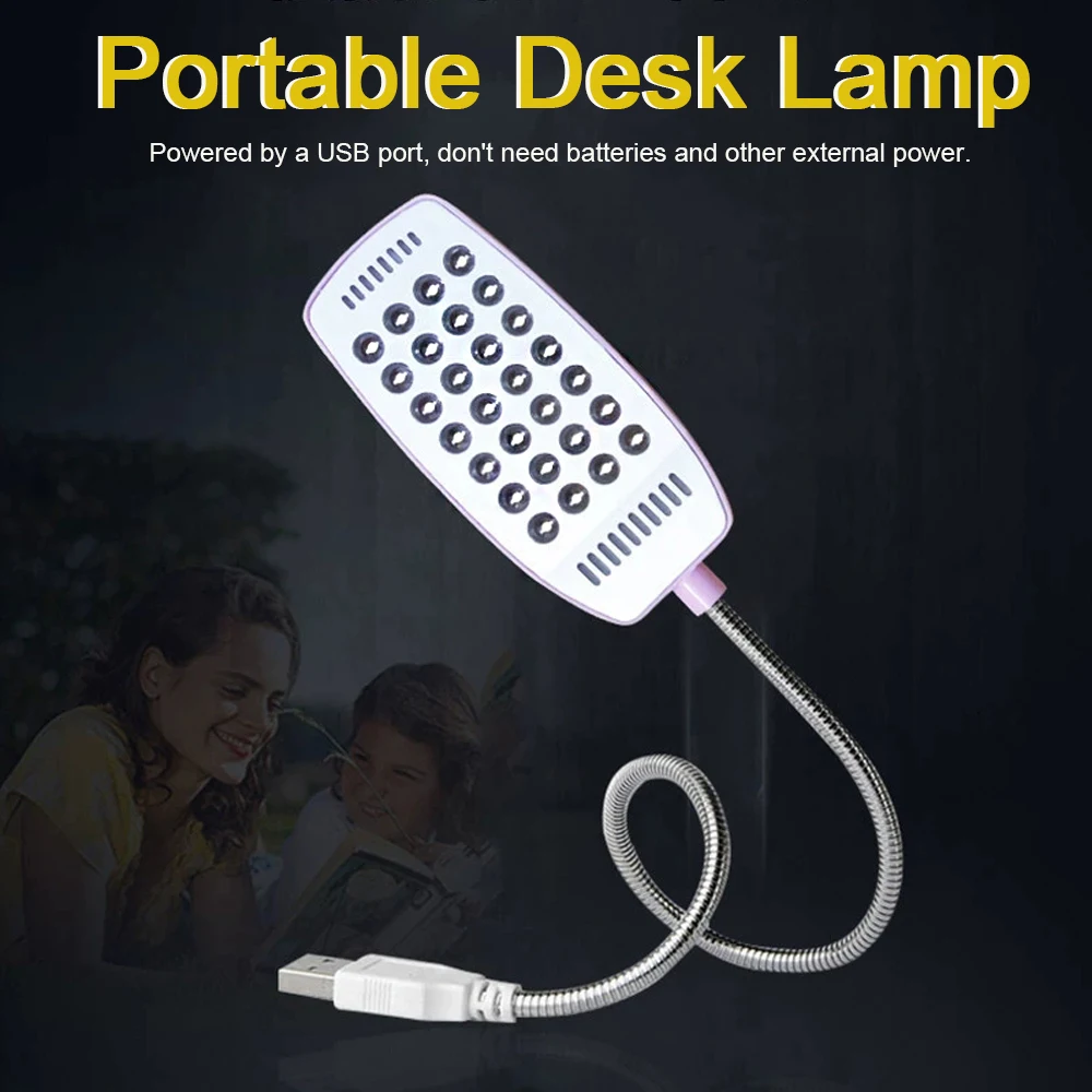 28 LED Book Lamp Portable USB Reading Night Lamp White Color Table Desk Lamp For Laptop Power Bank Notebook PC Computer