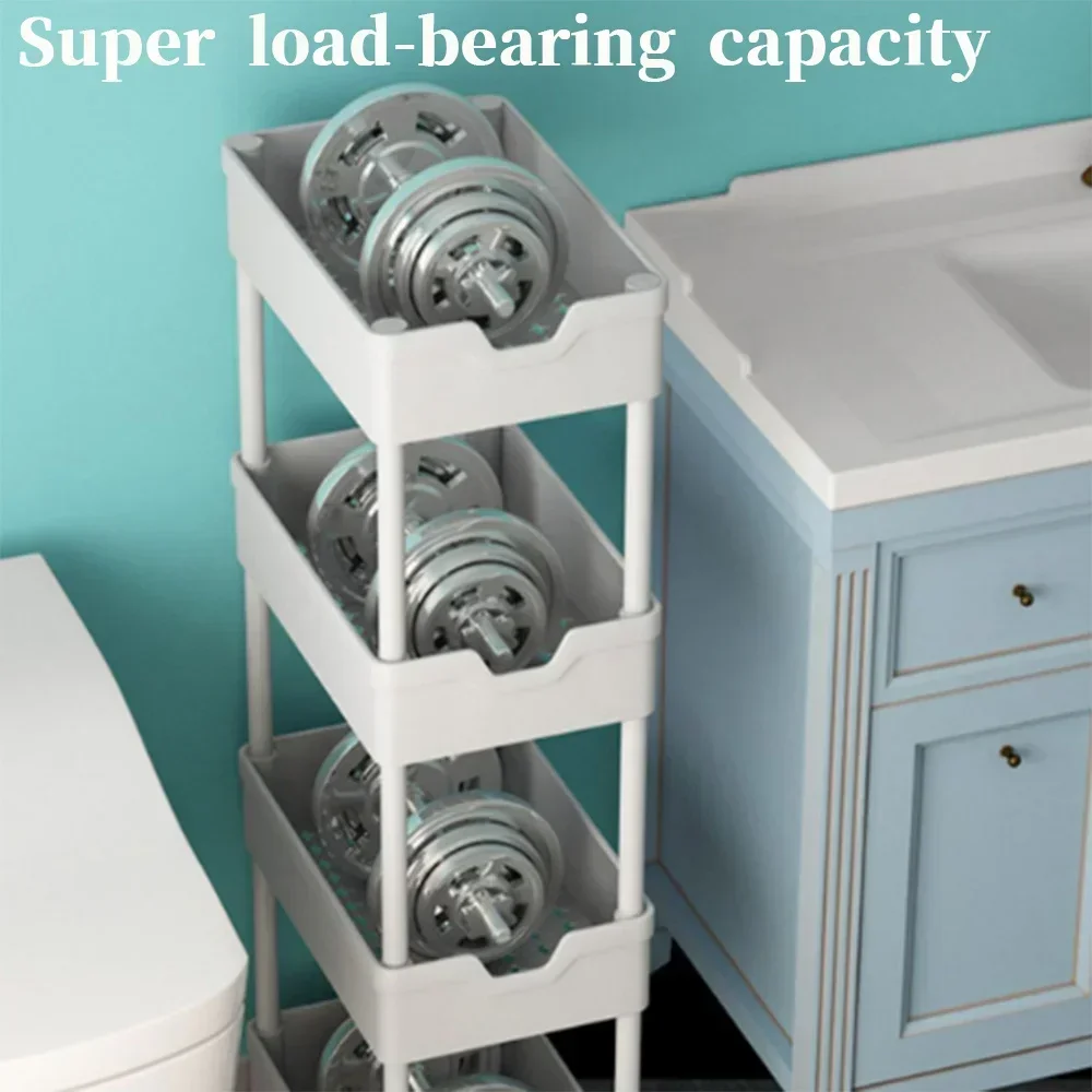 

Utility Bathroom, Shelves 4-tier Storage Wheels Easy Cart Trolley Assembly Kitchen Rolling With 3 Multifunction For