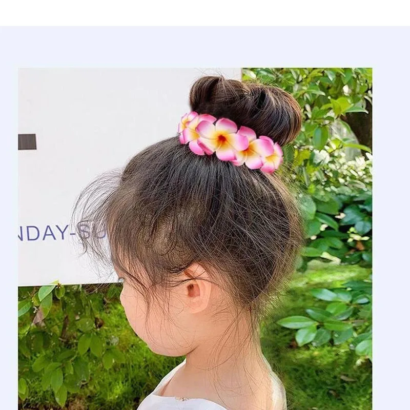 2pces  NEW 11 colors Wedding Plumeria Flower Wreath Headband  Magic Hair Bun Hair Donut Frangipani Girl Hair band Garland