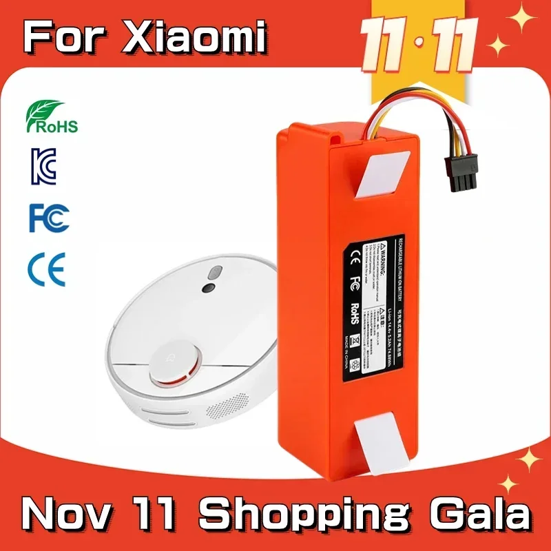 

14.4V Battery 5200AH 6500AH 7800AH 9800AH 12800mAh For XIAOMI 1S 1ST Roborock SDJQR01RR Sweeping Mopping Robot Vacuum Cleaner