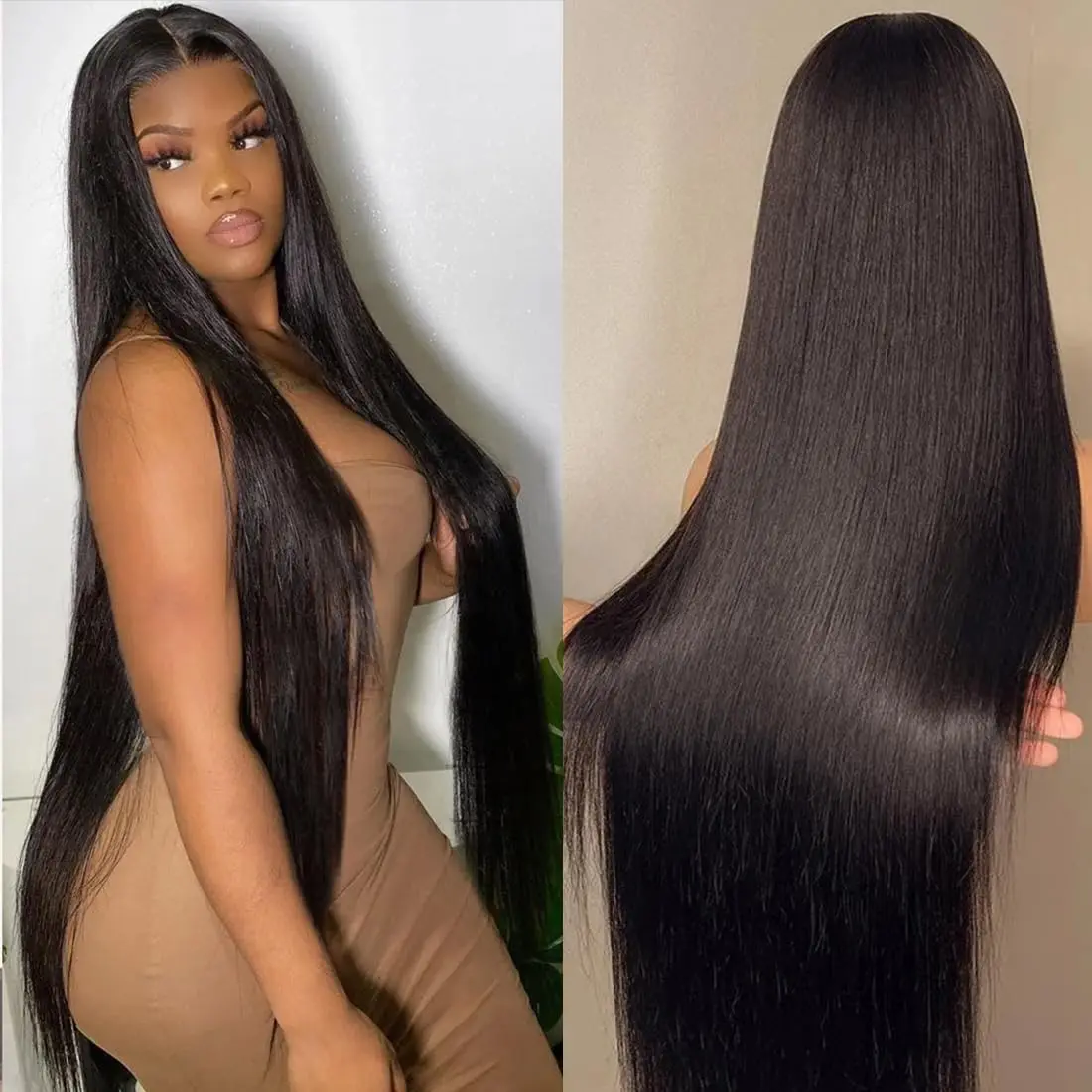

Парик из натуральных волос 13x6 HD Lace Front, предварительно проработанный, с прямой текстурой, плотность 200%, фронтальный парик для женщин, 46 дюймов