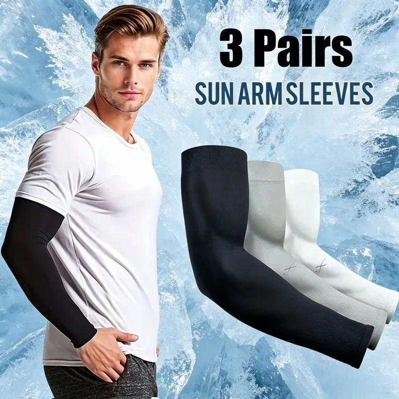 3 Pares de Mangas de Seda de Hielo para el Sol, Unisex, Protección Solar para Verano, Ideales para Ciclismo, Conducción y Pesca al Aire Libre