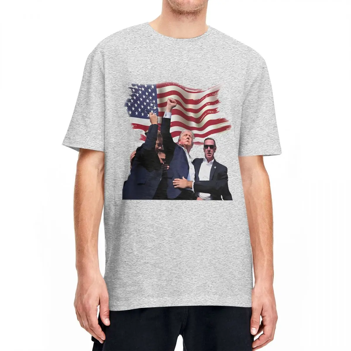 Donald Trump Assassination T Shirt Summer Vintage T Shirts Cotton Hip Hop Tee Shirt For Men Short Sleeves Print Tops