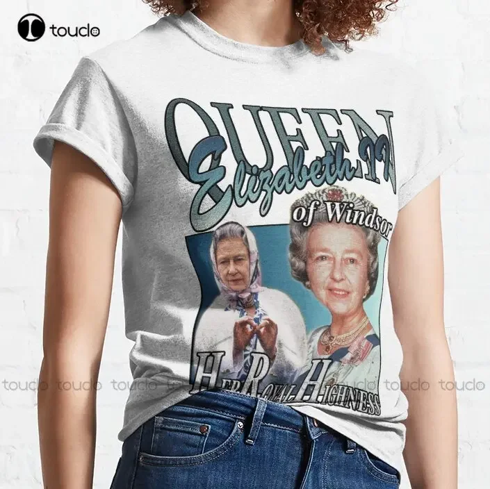 Hrh Queen Elizabeth Ii Vintage T-Shirt Trending T-Shirt White Undershirts Men Funny Art Streetwear Cartoon Tee Xs-5Xl Tshirt New