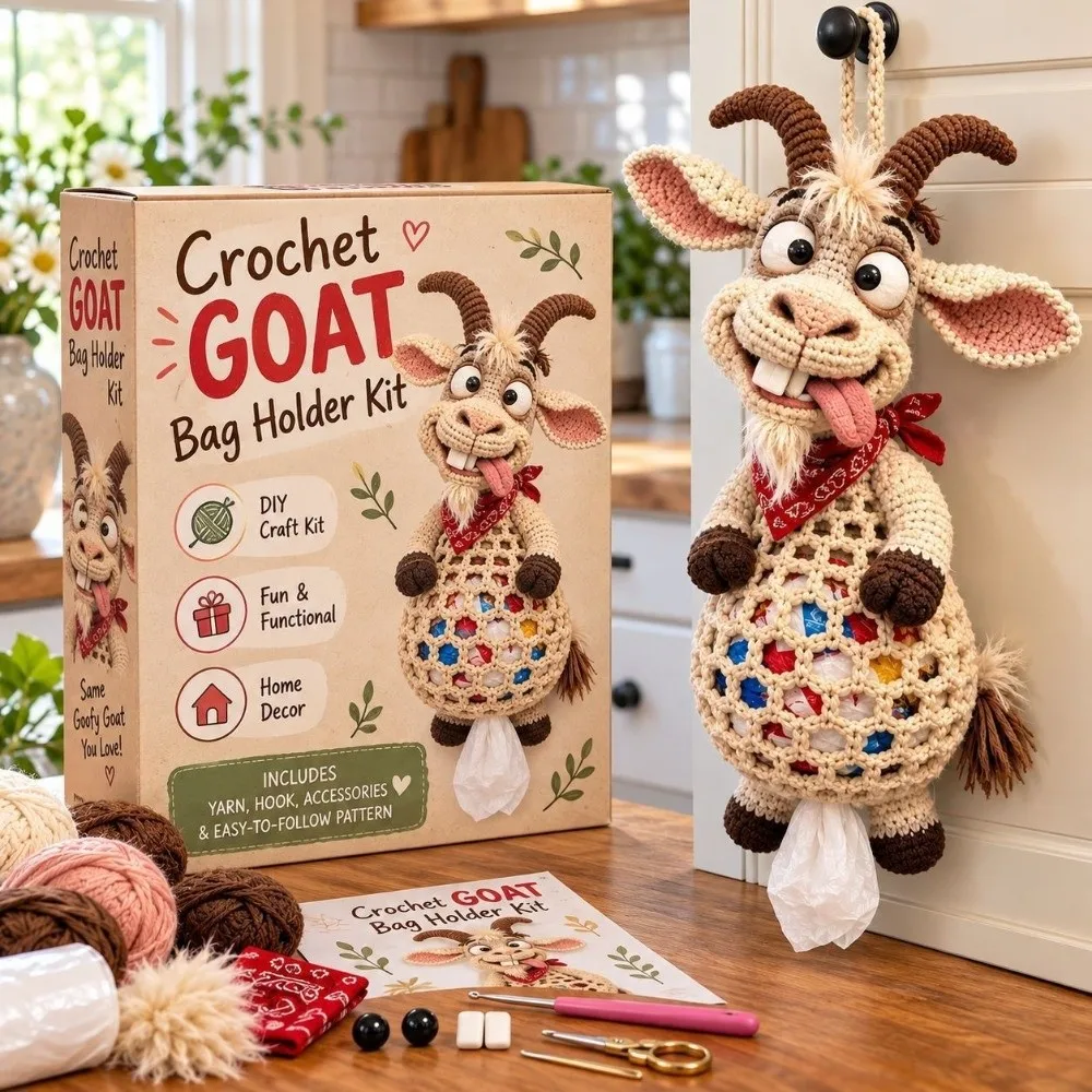 Beginner Friendly Crochet Animal Bag Holder Step by Step Instruction Yarn Christmas Hanging Storage Pouch Animal Shape