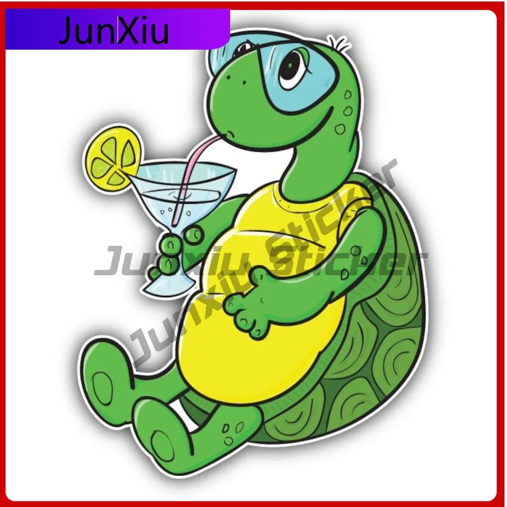 

Funny Turtle Relax With Drink Car Sticker Vinyl Bumper Waterproof Decals Decals Adventure Motorcycle Stickers Fake Taxi Home Pvc