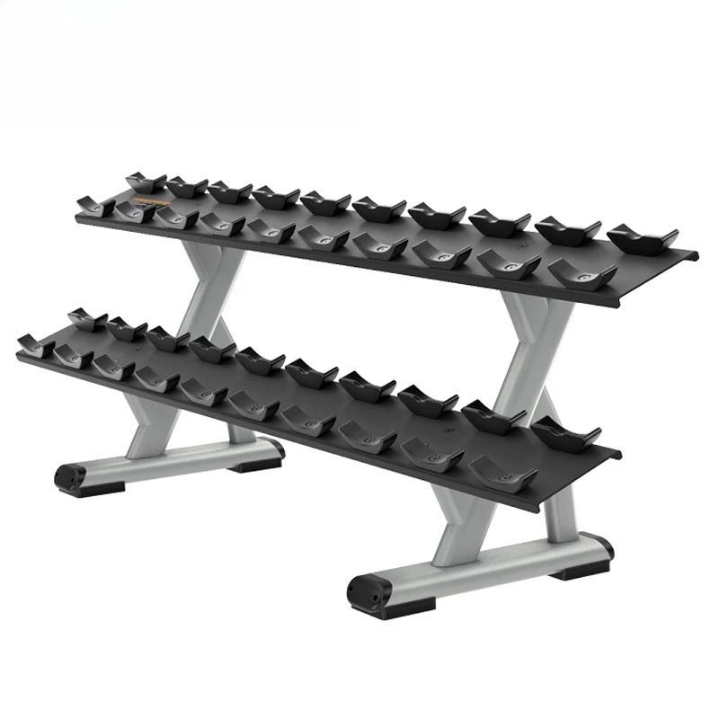 Commercial double-layer 10 pairs of dumbbell racks and ten pairs of dumbbell horizontal row rack instruments