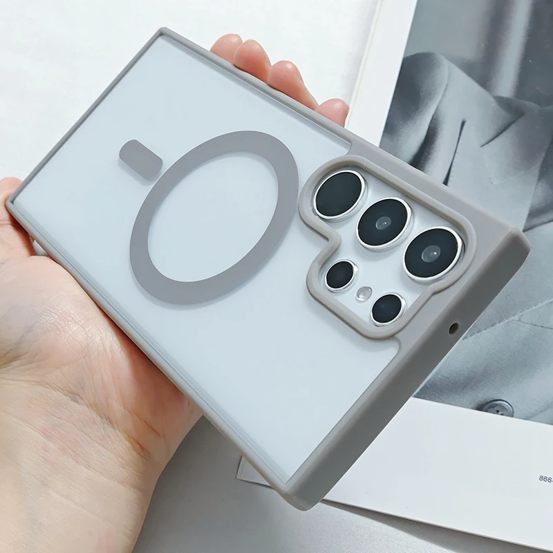 حافظة شفافة مغناطيسية للشحن اللاسلكي Magsafe لهاتف سامسونج جالاكسي S25 S24 Plus Ultra S24 FE S23 S22 غطاء أكريليك رفيع للغاية #2