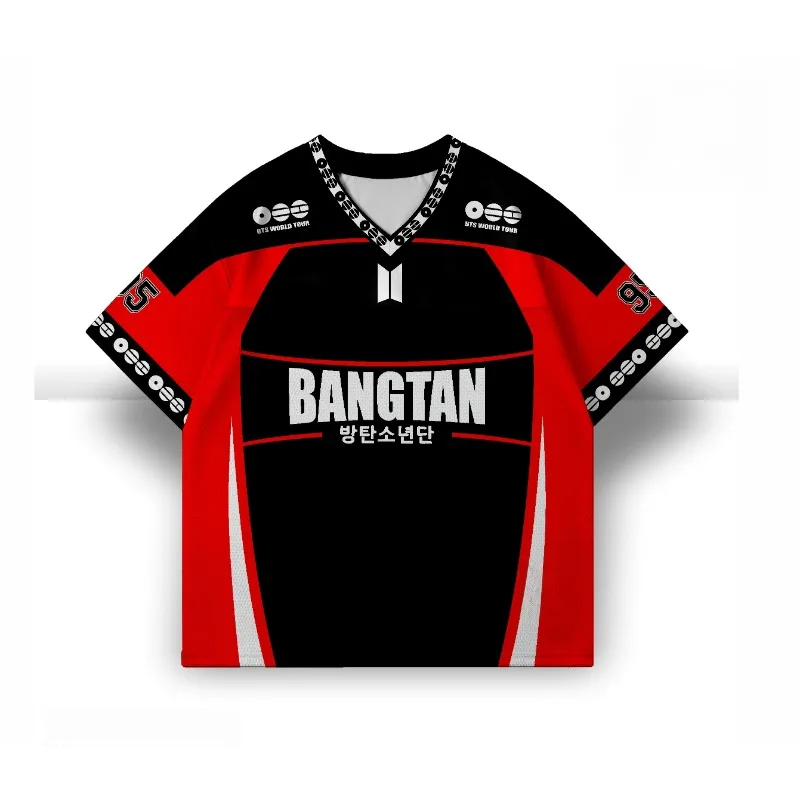 2026 Summer New K-pop Korean Wave BTS Male Band Idol Surrounding Printed Short Sleeved T-shirt Fans Singer V Neck Casual Tshirt view 2