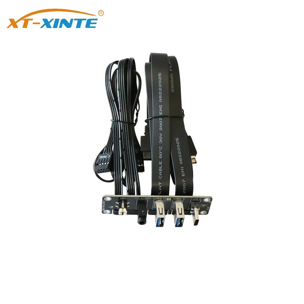 PC Case Front‑Panel I/O Expansion Board 2×USB3.0 5G + 1×20G Type‑C HD Audio Power Switch For Custom DIY PC Chassis Modification