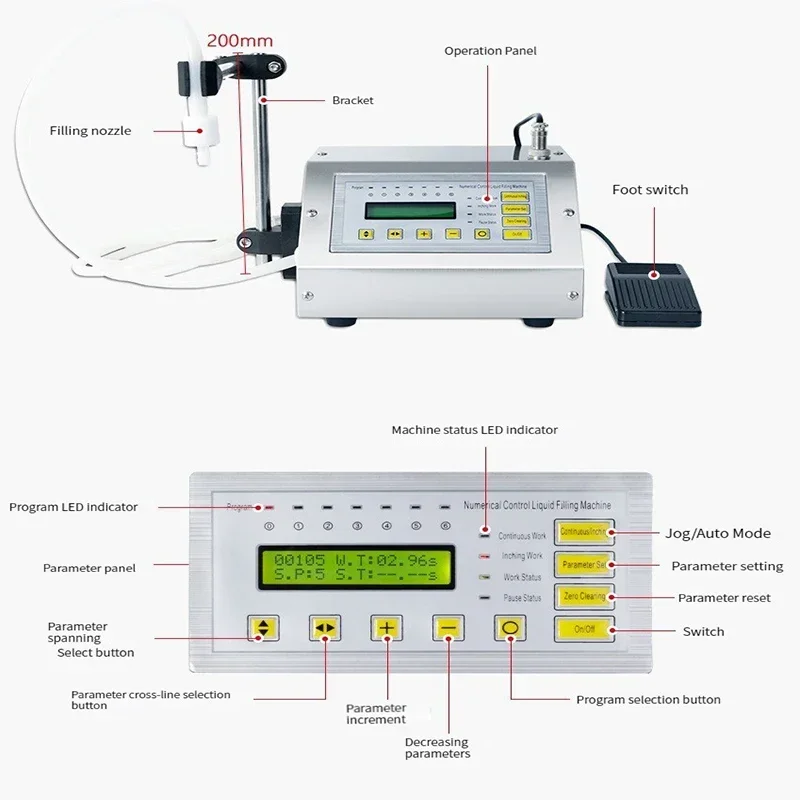 

BJM-160A Automatic Digital Electrical Liquids Filling Machine Water Pumping Filler Beverage Juice Packaging Equipment 3.5L