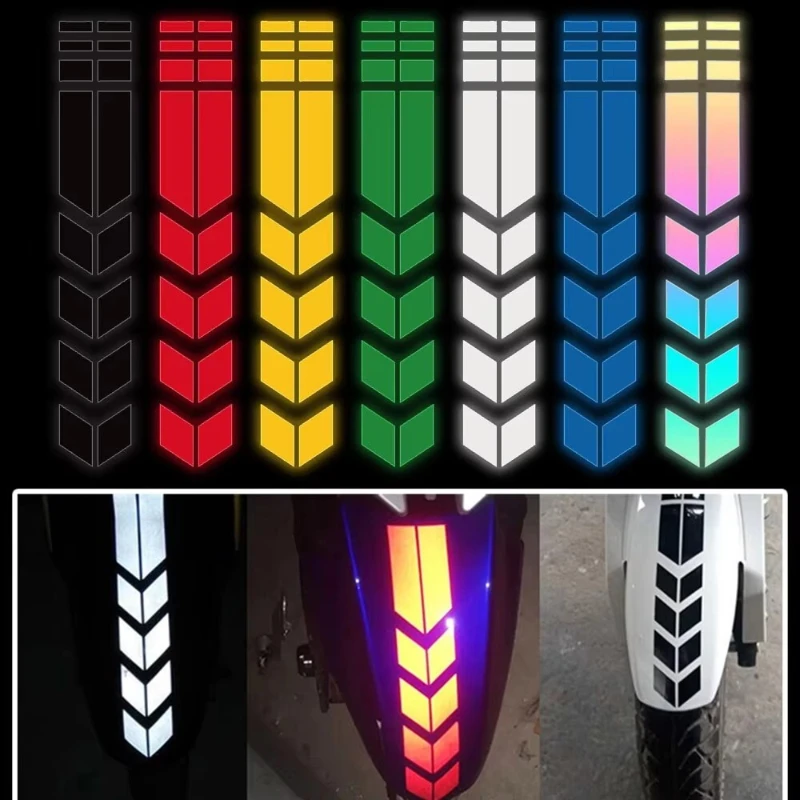 1/2/3set Universal Motorcycle Sticker With Arrows Flash Paste Waterproof Oil Resistant Reflective Sticker Motorcycle Tape