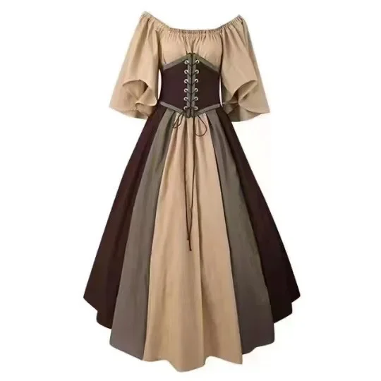 Vestido de baile medieval para mulheres, roupas cosplay, espartilho halloween, gótico, renascentista, vestido plus size, manga flare, S-5XL