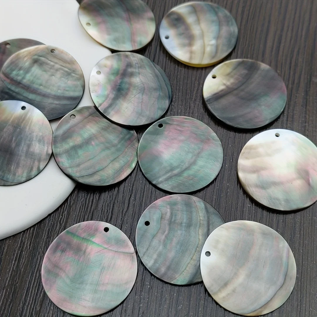 10PCS 30x30mm Natural Mother of Pearl Disc Charms with Single Hole Shell Pendant Hawaiian Polynesia Tonga Samoa Jewellery