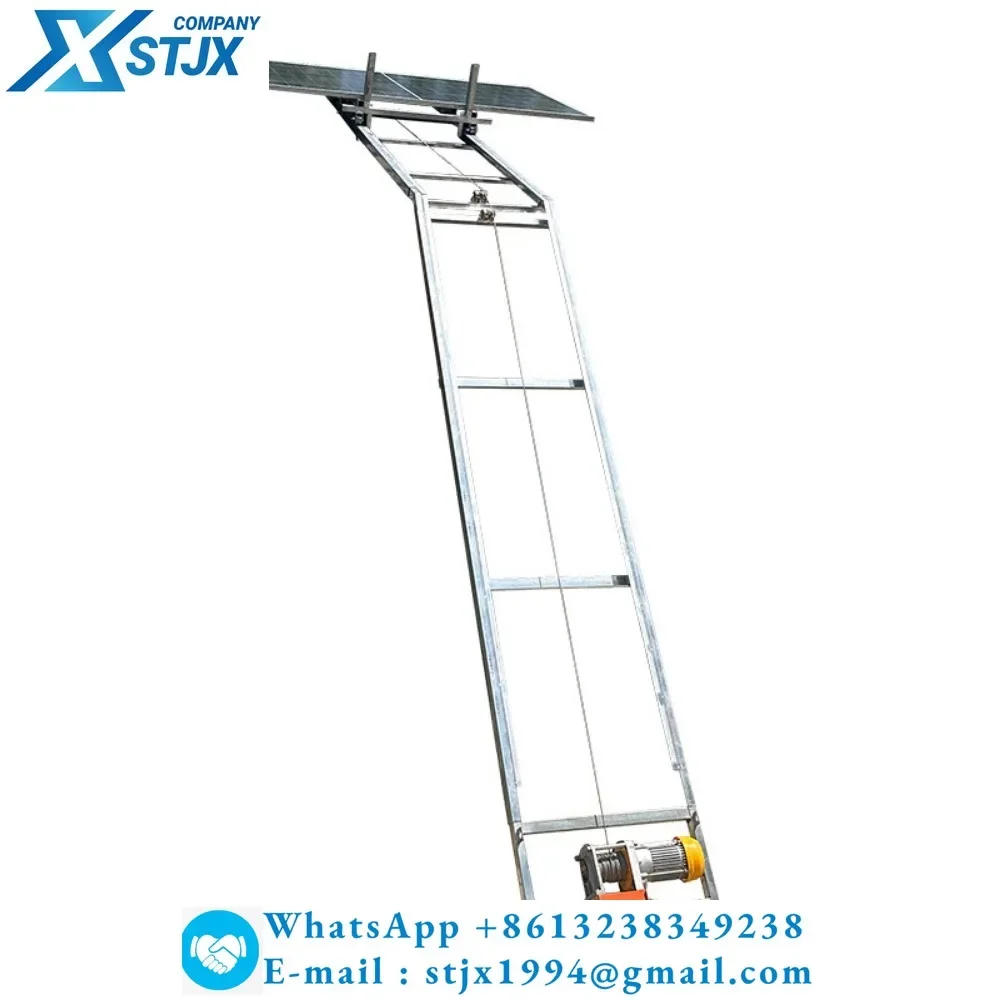 Photovoltaic panel lift for small tile houses with automatic turning