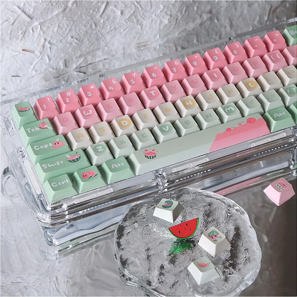 

Watermelon Egg Keycap Cherry For Diy Mechanical Keyboard Pink Green Contrast Color Matching Summer Cool Keycaps Keycaps Set