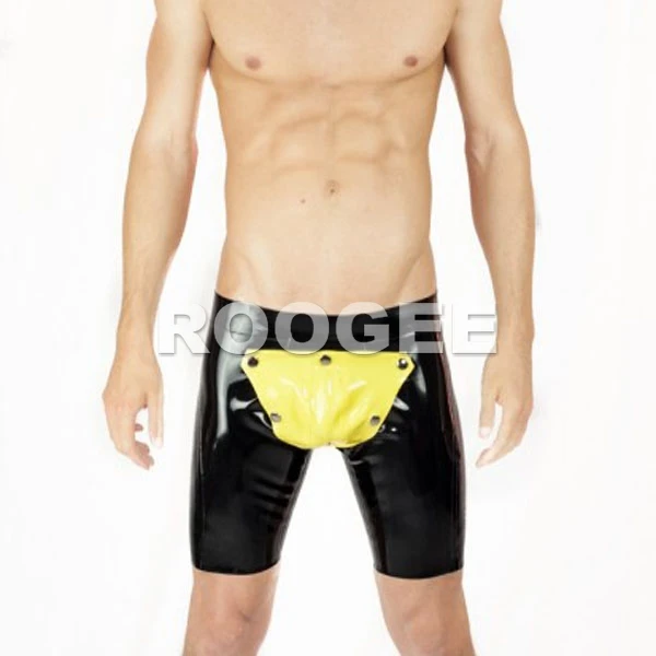 Men cod piece latex pants