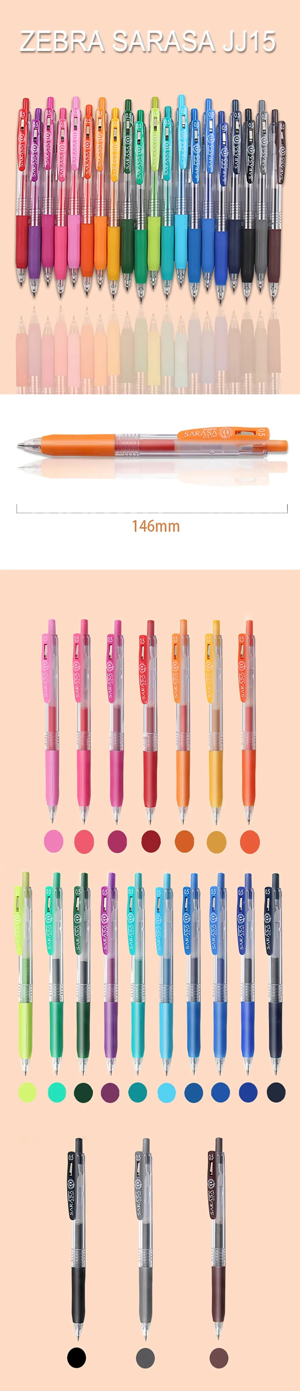 1 stücke Japan ZEBRA SARASA Gel Stift JJ15 0,5mm Farbe Große Kapazität Schnell Trocknend für Schreiben Kawaii Schule Schreibwaren kunst Liefert – Detail 1