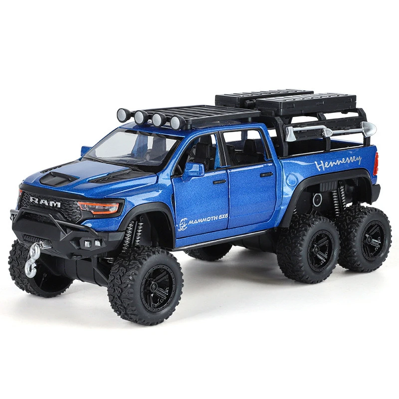 1:32 Tyrannosaurus Rex pickup alloy car model 6X6 off-road vehicle children's toy sound and light pull back boy gift