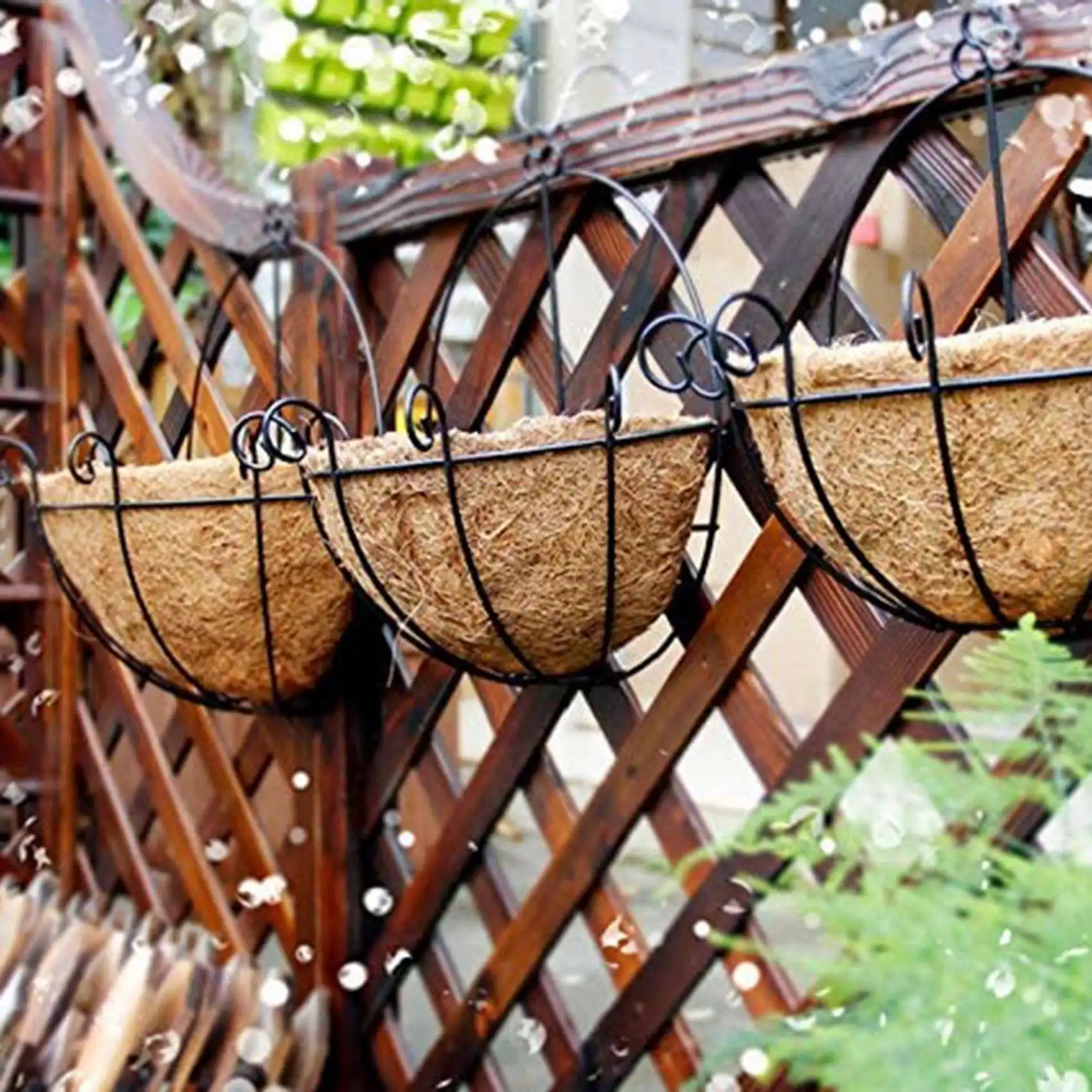 ABUH-Half Round Coco Liner,Half Circle Wall Planter Coco Fiber Replacement Liners For Wall Hanging Baskets 4Pack 14 Inch