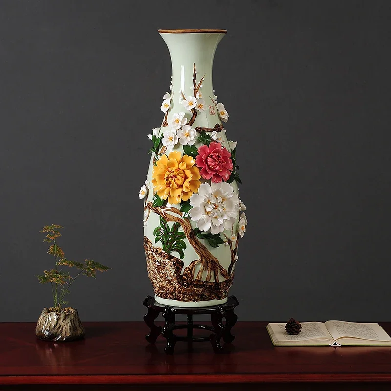 

New Chinese Style Floor Vase Jingdezhen Porcelain Hand Made Flower Vase Office & Home Decor Gift Modern Fashion Home Ornaments