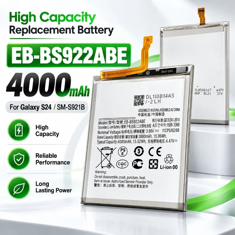 Replacement Phone Battery EB‑BS922ABE for Samsung S24, 4000mAh Built‑in Replacement Battery Fast Shipping in Stock with Tools