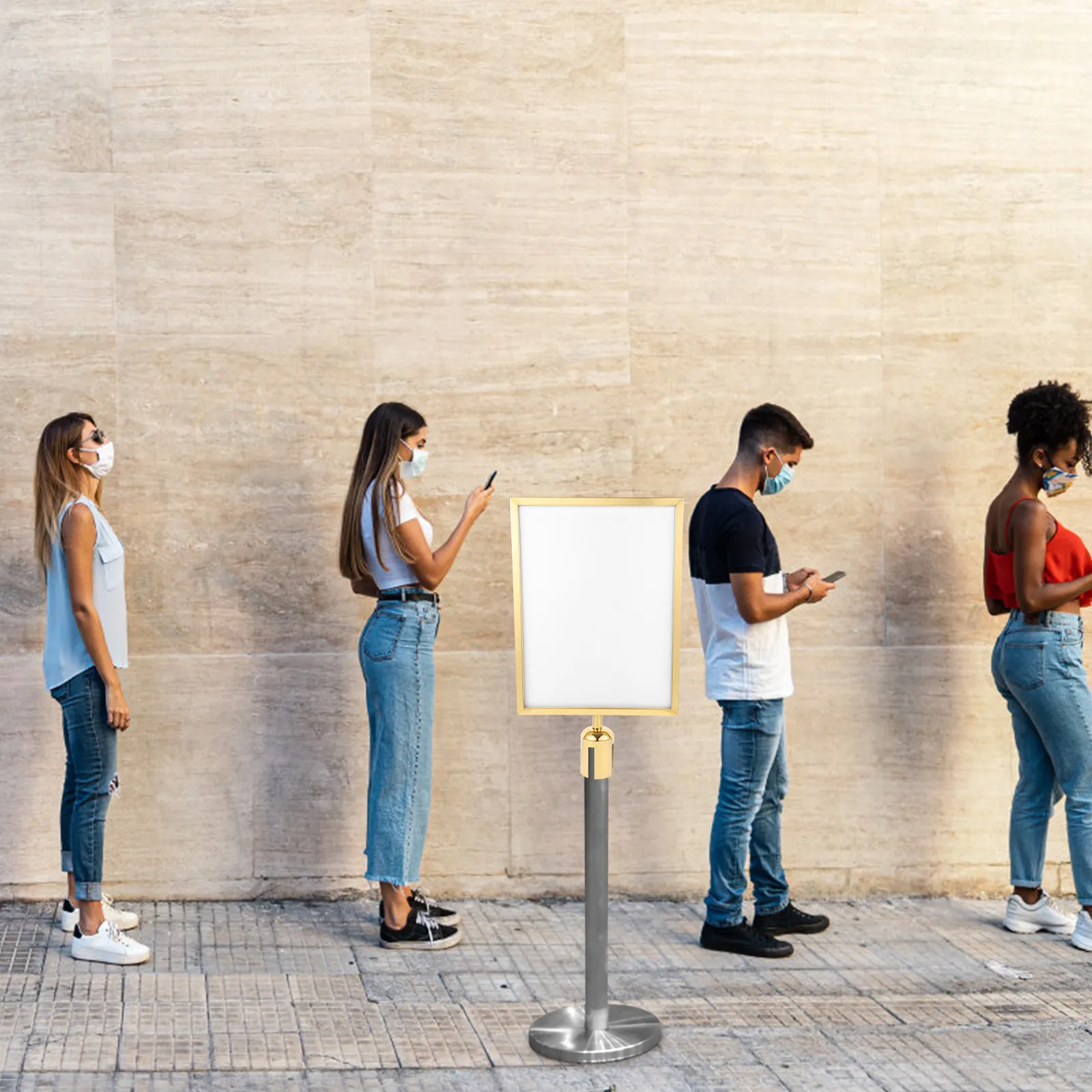 

Вертикальный держатель для табличек с выдвижным ремнем, рамка для портретов А3, нержавеющая сталь, двусторонний, для ограждений контроля толпы