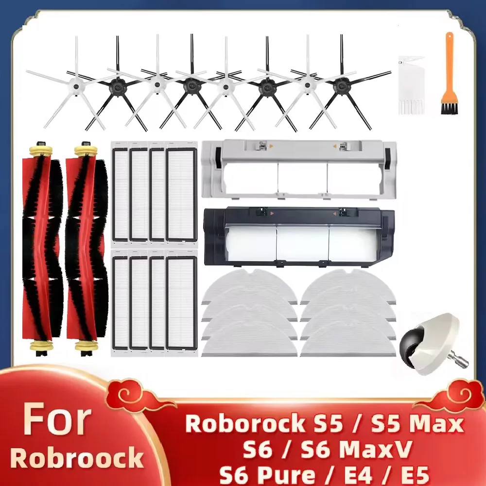 Main Side Brush Mop Filter For Roborock E3 E4 E5 S4 S4 Max S5 Max For Xiaomi Mijia 1S SDJQR01RR SDJQR02RR Robot Vacuum Cleaner