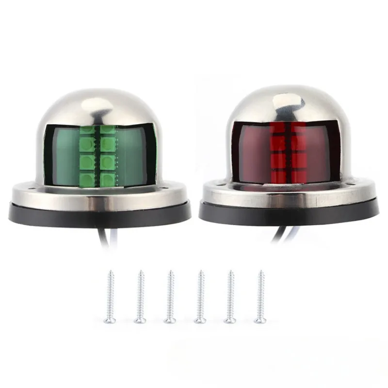 Bow LED Navigation Sailing Light LED Navigation Sailing Light Marine Boat Plastic Red + Green W/Chrome Housing