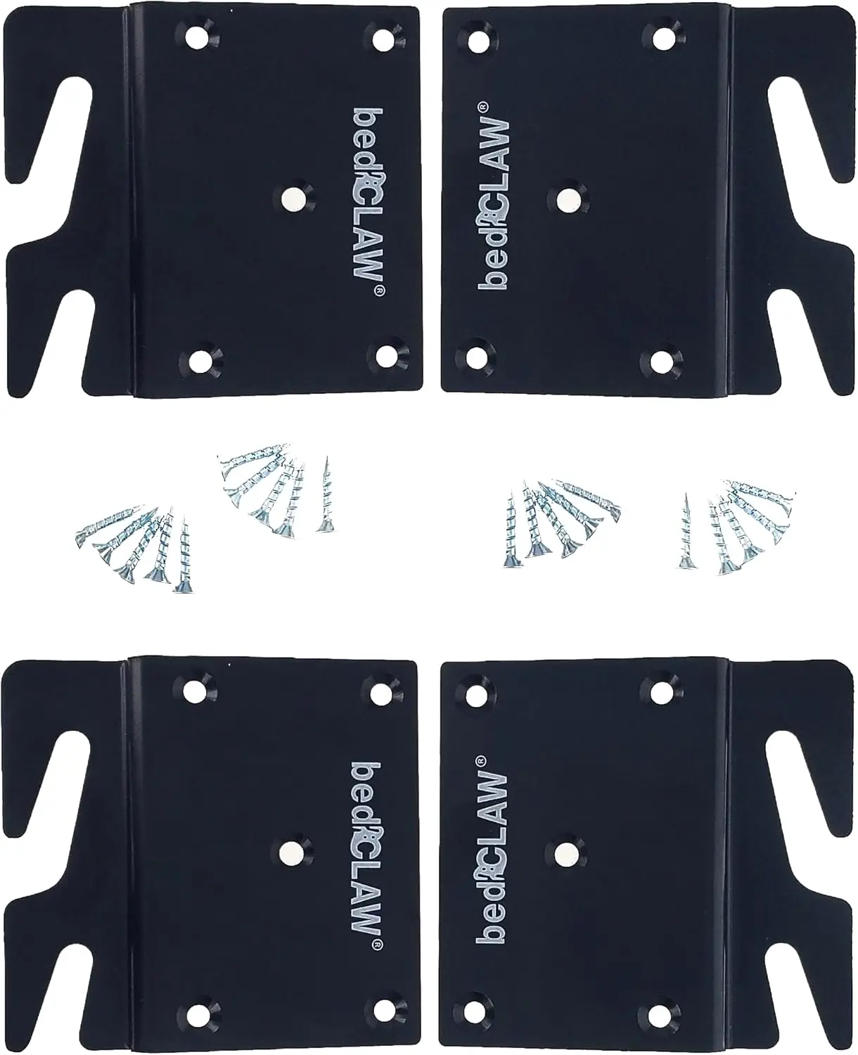 

Retro-Hook Plates For Wooden Bed Rail Restoration, Set Of 4 With Screws, Bed Frame