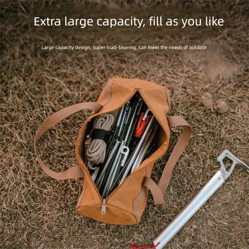 Bolsa de Almacenamiento para Herramientas de Camping, Gran Capacidad, Cilíndrica, para Estacas de Tienda de Campaña, Ligera, para Clavos de Tienda de Campaña, para Acampar al Aire Libre