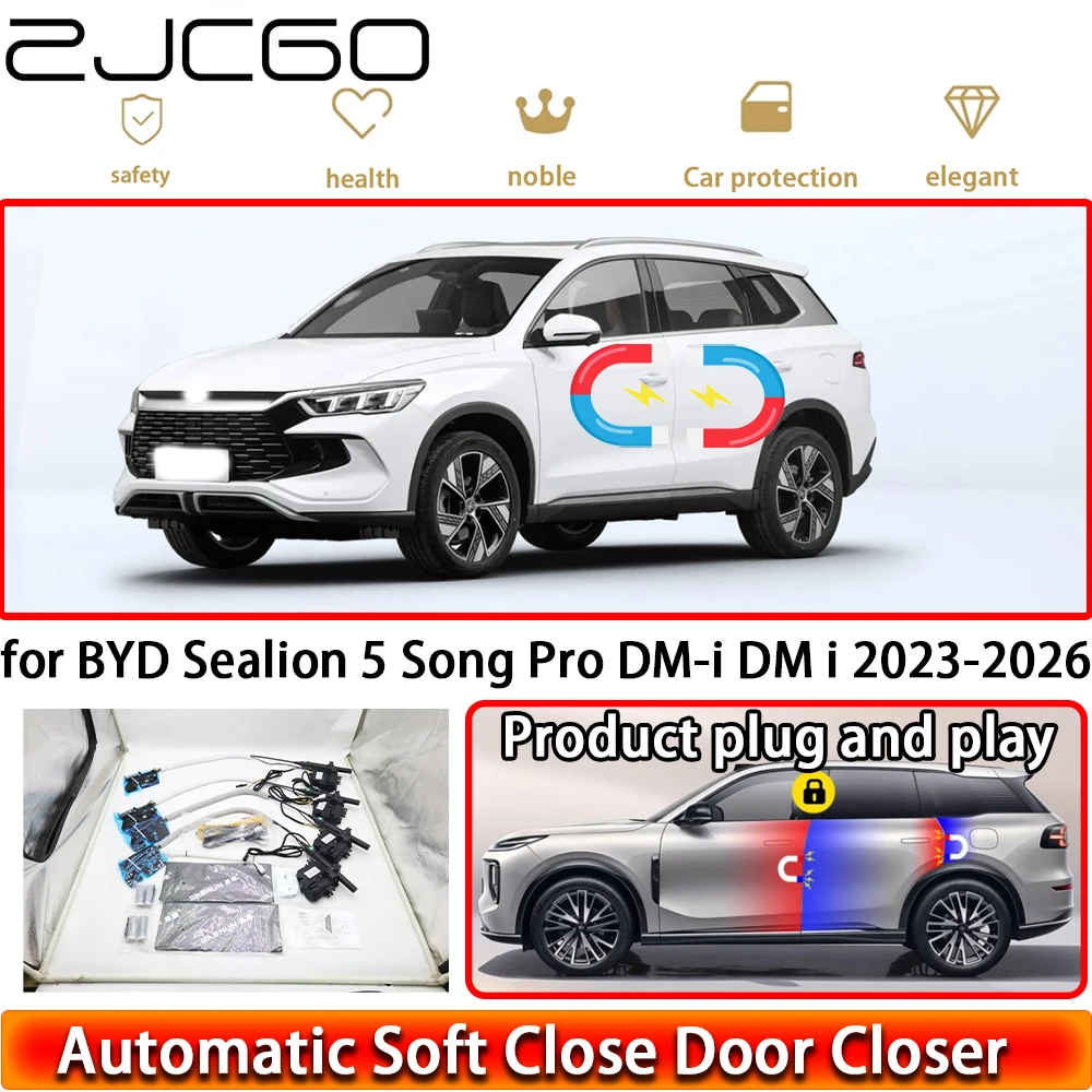 

ZJCGO for BYD Sealion 5 Song Pro DM-i DM i 2023-2026 Soft Close Door Kit Power Closing Latch System Auto Pull Door Easy Close