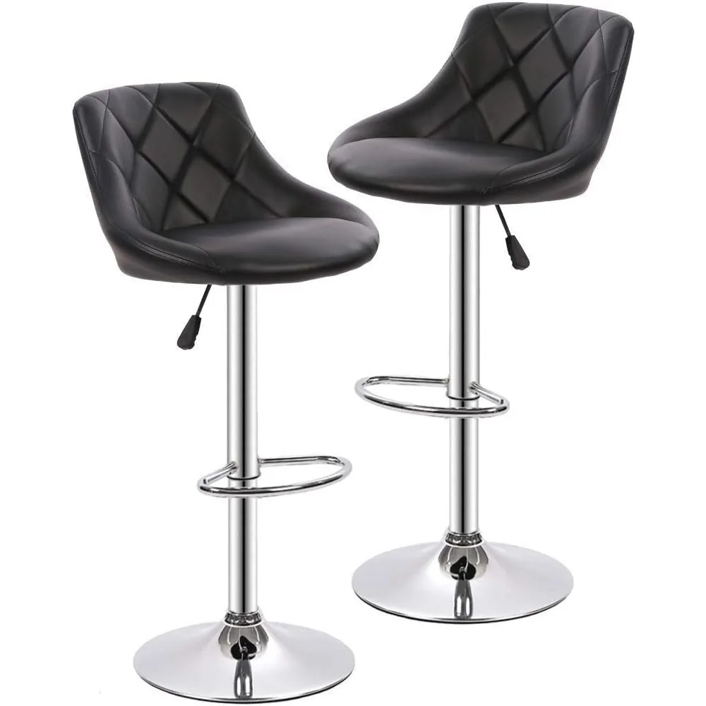 

Counter Height Bar Stools Set of 2 Barstools Swivel Stool Height Adjustable Bar Chairs with Back PU Leather Swivel Bar Stool