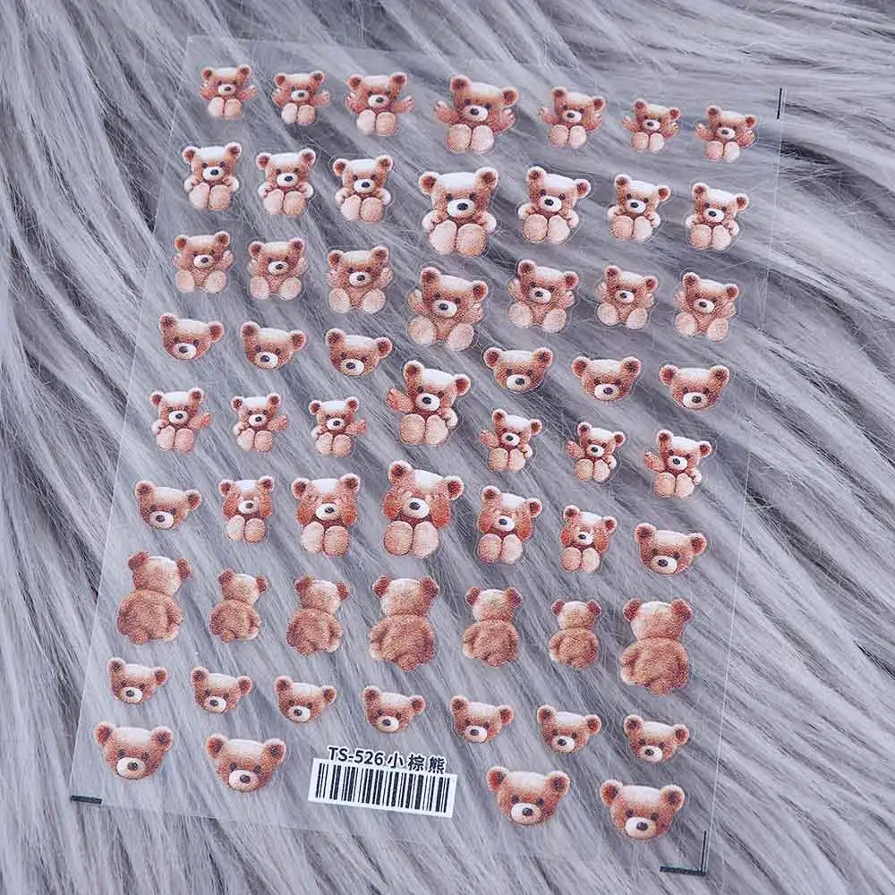 

Teddy Bear Manicure Accessories Nail Foil Decals DIY Nail Art 3D Nails Sticker Bear Nail Polish Sticker Self-Adhesive Decal