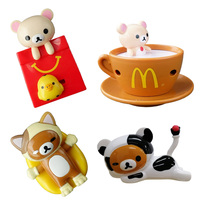 Japan Rilakkumas Action Figures Cute Little Bear Model Toy Relax Bear Doll Cartoon Desktop Ornaments Collectible Toys Kids Gifts