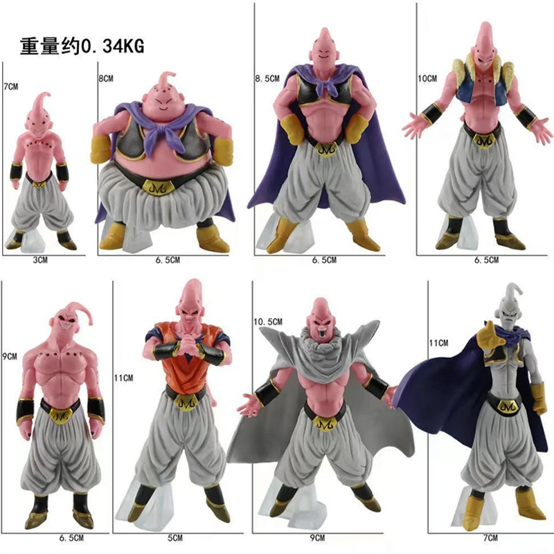 Hot 8pcs/Set  Dragon Ball Z Anime Figure Majin Buu  Fat Buu PVC Action Figures Collection Model Toys For Children Adult Gifts