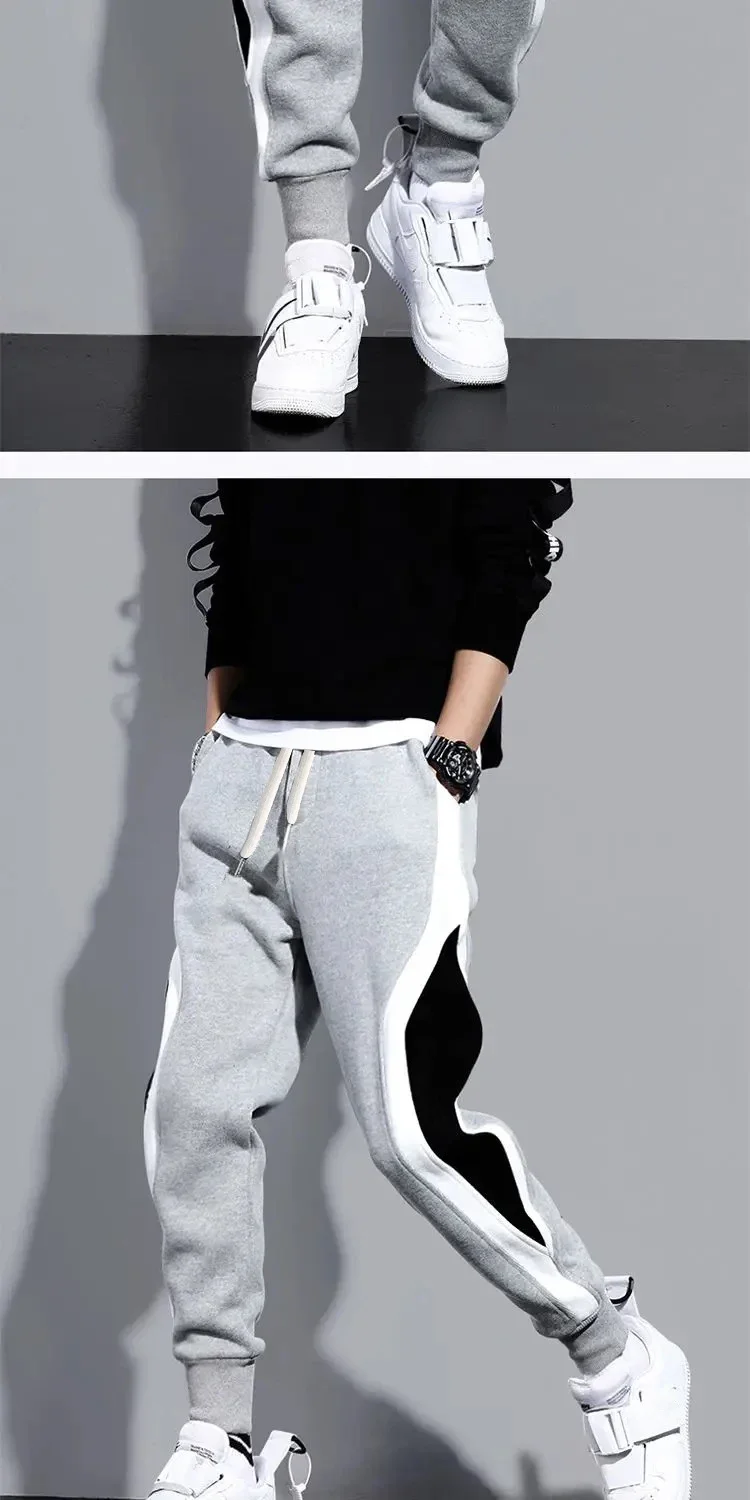 Herbstliche Herrenhose, weit geschnitten, lässig, mit Patchwork-Design, neunlängenlang, sportlich, mit elastischem Bund, atmungsaktiv, mit Bündchen am Fuß. – Detail 7