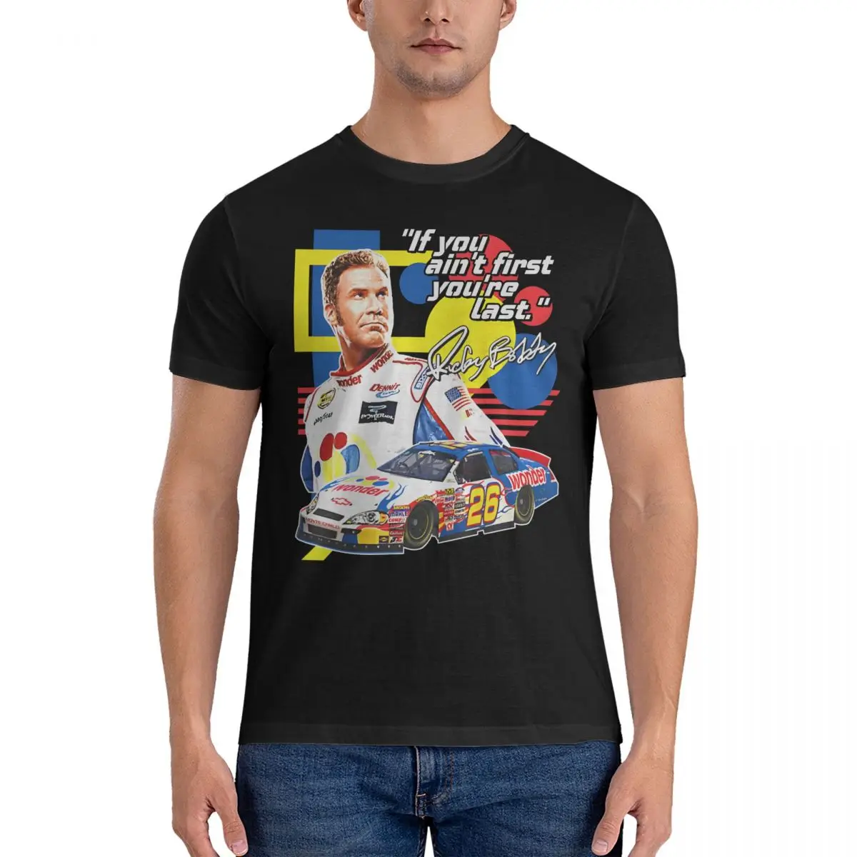 Leisure Ricky Bobby T-Shirts for Men Crew Neck Pure Cotton T Shirts Ricky bobby Short Sleeve Tees Unique Tops