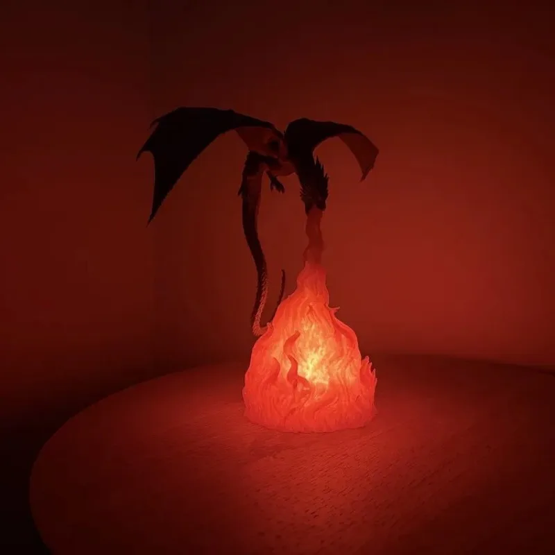 Cool Flame Breath Dragon Lamp Interesting Dragon Night Light for Home Party Decor Ornament